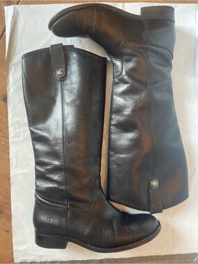 Frye Melissa Button Tall Riding Boots Black Leather size 6.5B